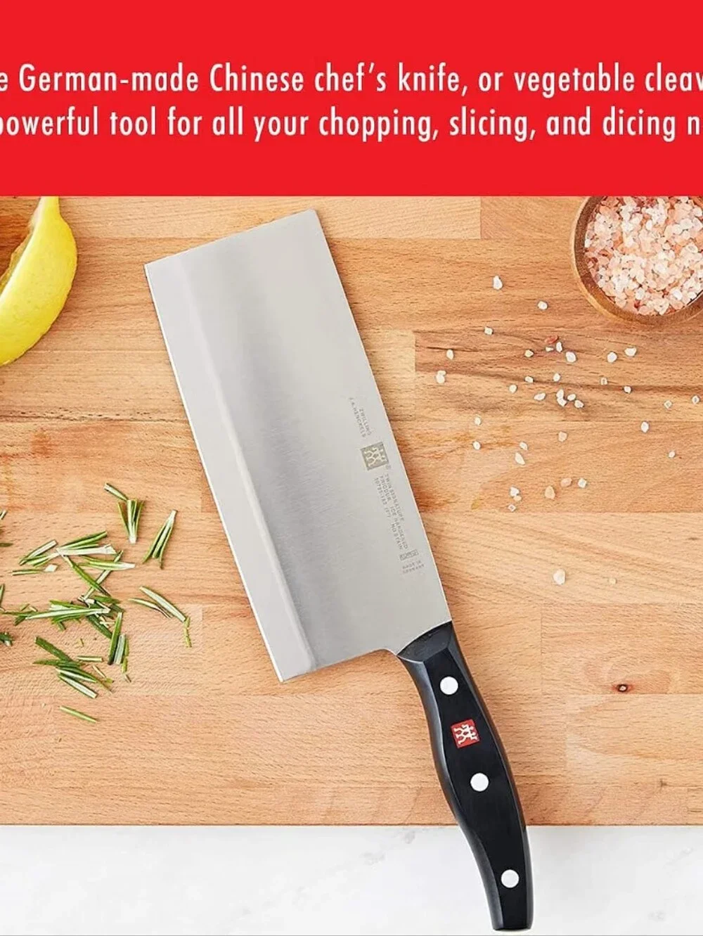 ZWILLING Twin Signature 7-inch Chinese Vegetable Cleaver, Razor-Sharp.